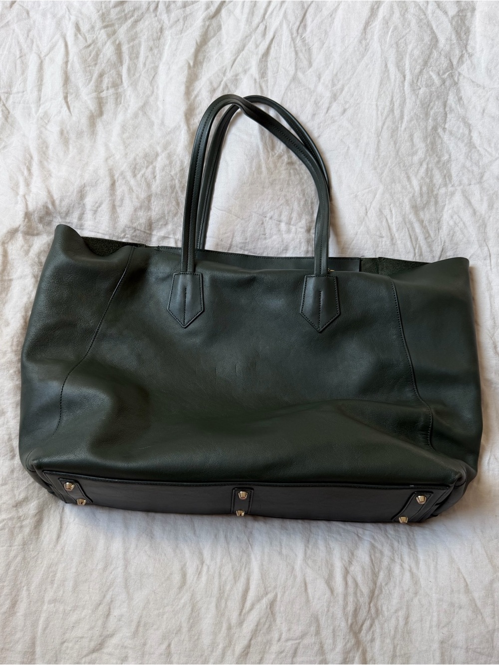 Neely & Chloe Olive Green Leather Bag - Sleek Interior Pocket